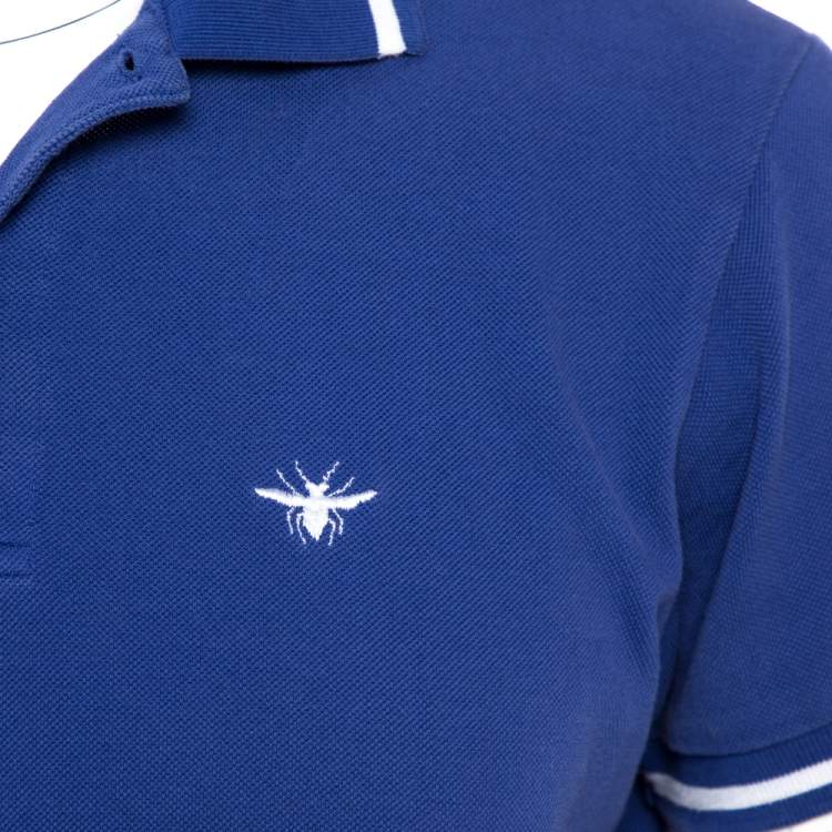 Pre Owned Dior Blue Cotton Pique Polo T Shirt L