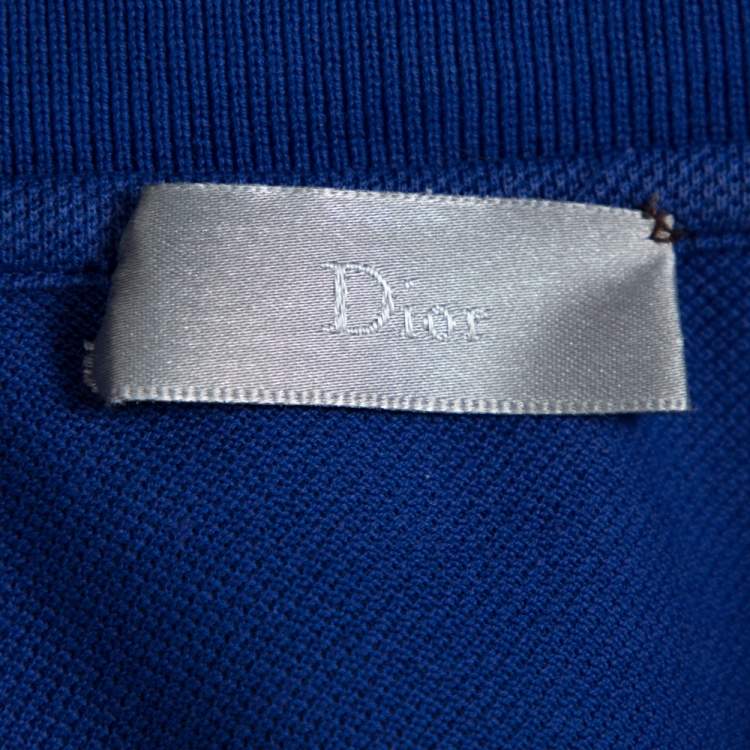Pre Owned Dior Blue Cotton Pique Polo T Shirt L