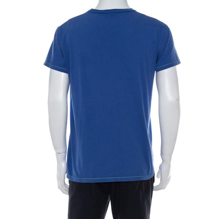 Pre Owned Dior Blue Cotton Crewneck T Shirt L
