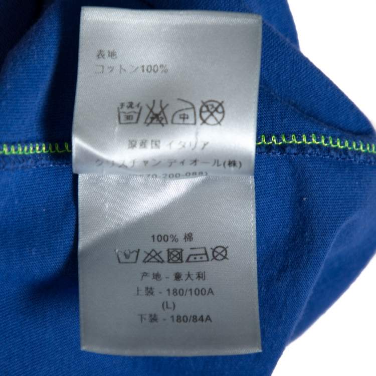 Pre Owned Dior Blue Cotton Crewneck T Shirt L
