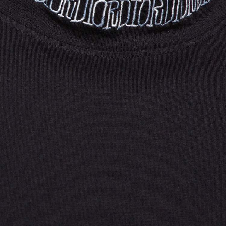 Pre Owned Dior Black Cotton Logo Embroidered Bee Patch Detail T Shirt XXL