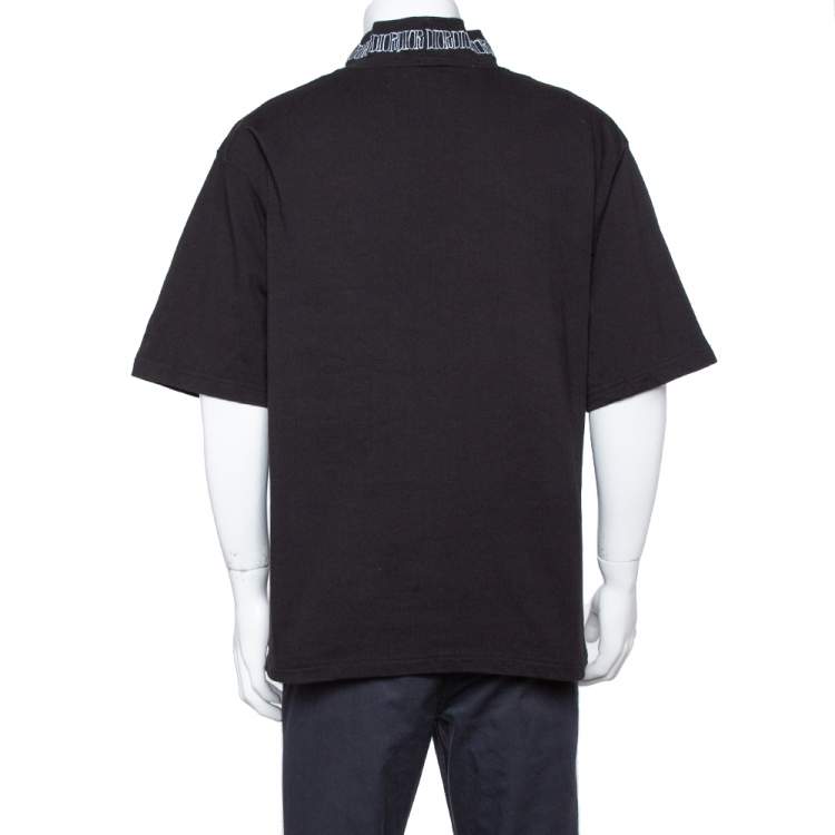Pre Owned Dior Black Cotton Logo Embroidered Bee Patch Detail T Shirt XXL