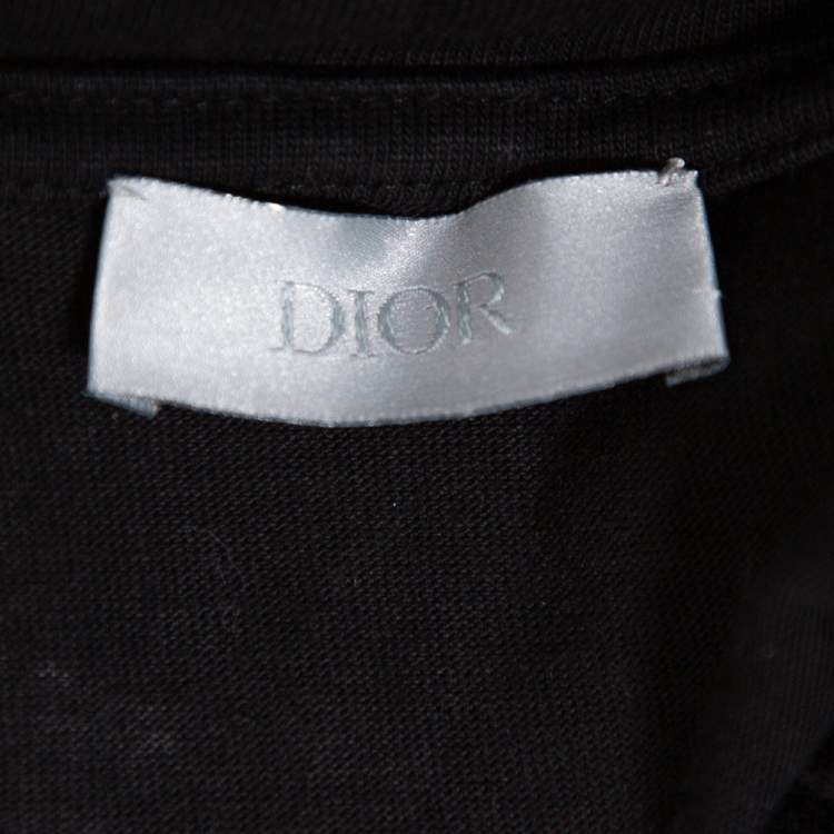 Pre Owned Dior Black Cotton Logo Embroidered Bee Patch Detail T Shirt XXL