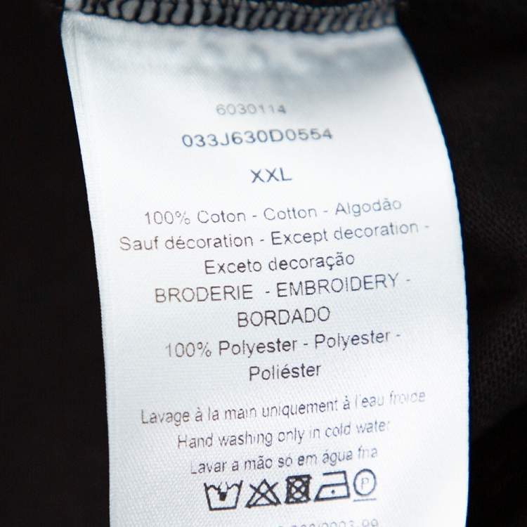 Pre Owned Dior Black Cotton Logo Embroidered Bee Patch Detail T Shirt XXL