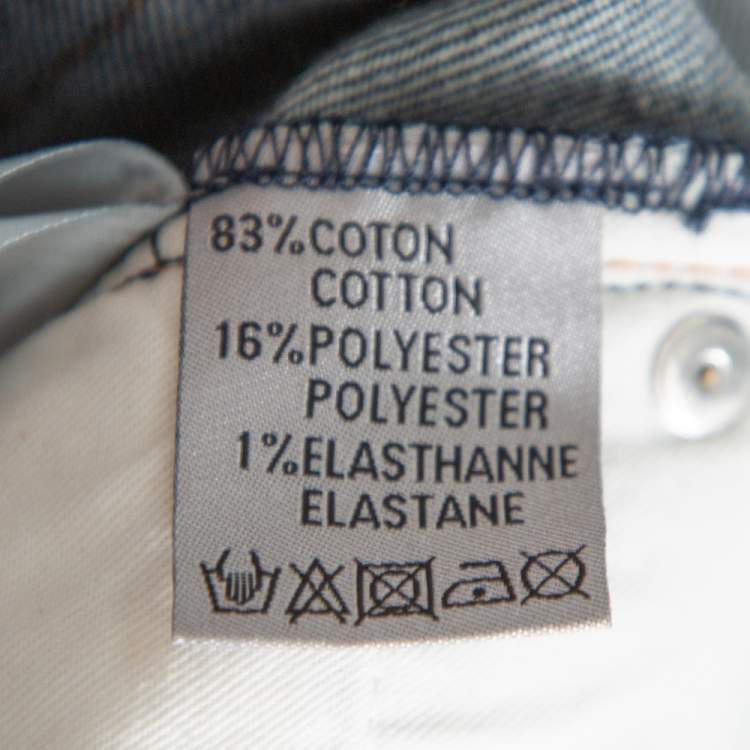 Pre Owned Dior Homme Navy Blue Denim Oblique Print Detail Slim Fit Jeans M