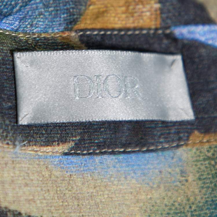 Pre Owned Dior Multicolor Floral Pattern Printed Crepe Short Sleeve Shirt XXL