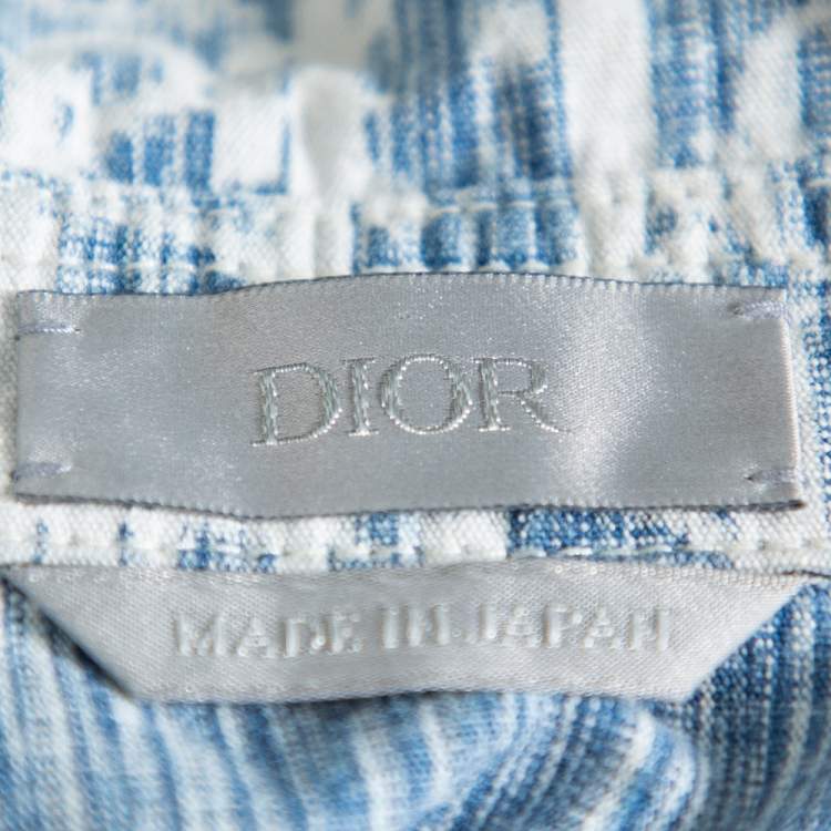 Pre Owned Dior Homme Blue Denim Oblique Motif Long Sleeve Button Front Shirt S