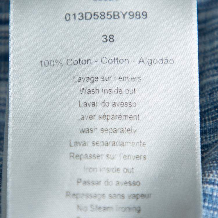 Pre Owned Dior Homme Blue Denim Oblique Motif Long Sleeve Button Front Shirt S