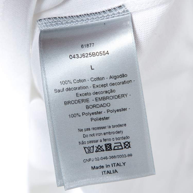 Pre Owned Dior White Jersey Logo Embroidered Judy Blame T-Shirt L