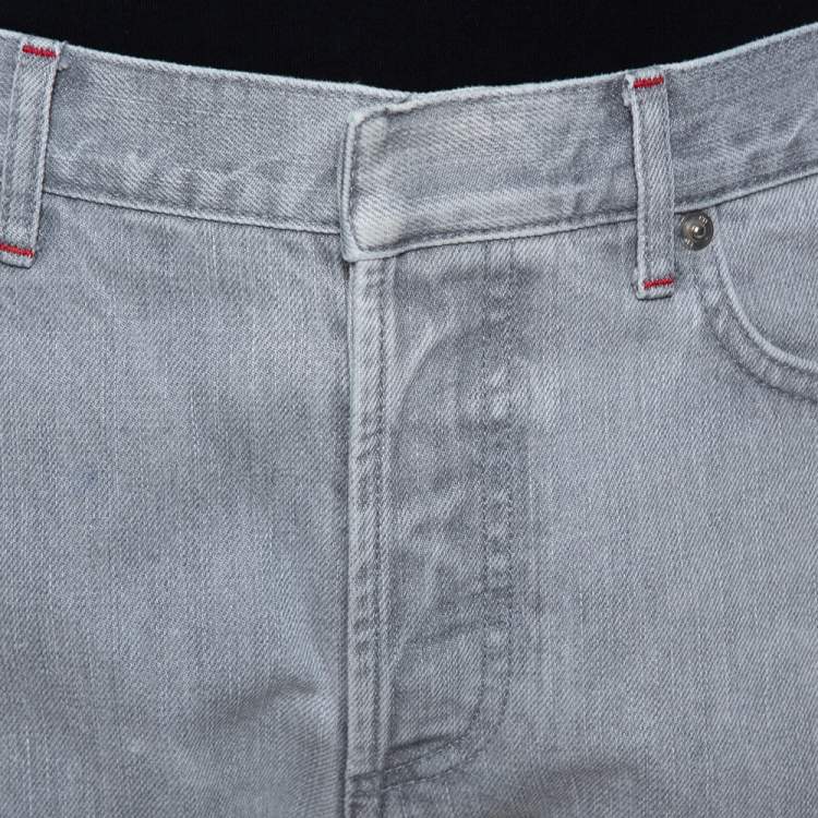 Pre Owned Dior Light Grey Denim Straight Leg Jeans M
