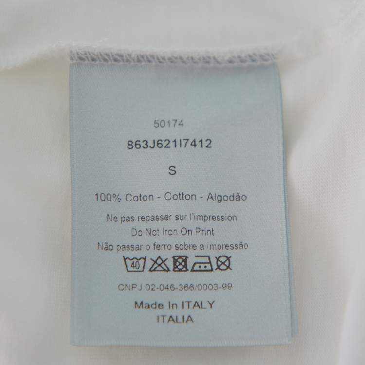 Pre Owned Dior Homme White Paris Printed Cotton Crewneck T-Shirt S