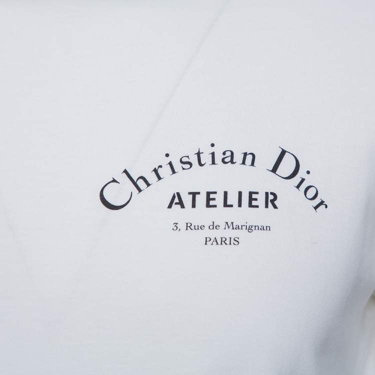 Pre Owned Dior Homme White Logo Printed Cotton Crewneck T-Shirt S
