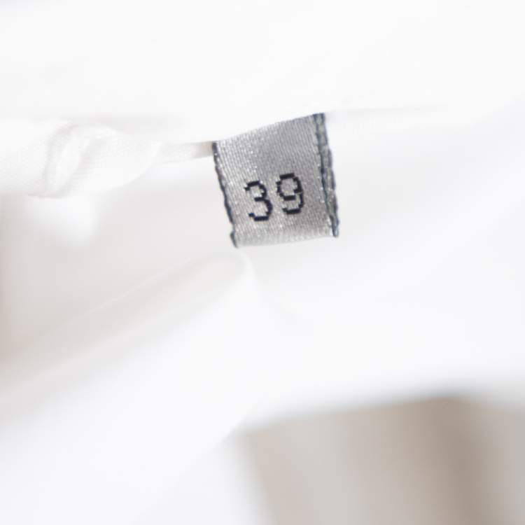 Pre Owned Dior Homme White Cotton Metal Logo Detail Button Front Shirt M