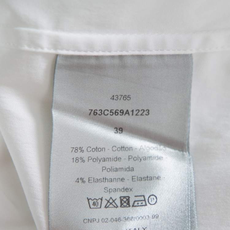 Pre Owned Dior Homme White Cotton Metal Logo Detail Button Front Shirt M
