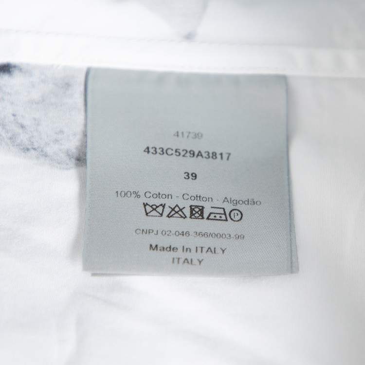 Pre Owned Dior Homme White Rose Printed Cotton Button Front Shirt M