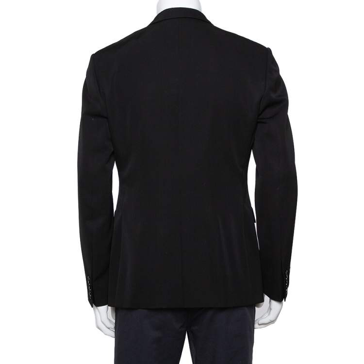 Pre Owned Dior Homme Black Wool Embellished Button Front Blazer XL