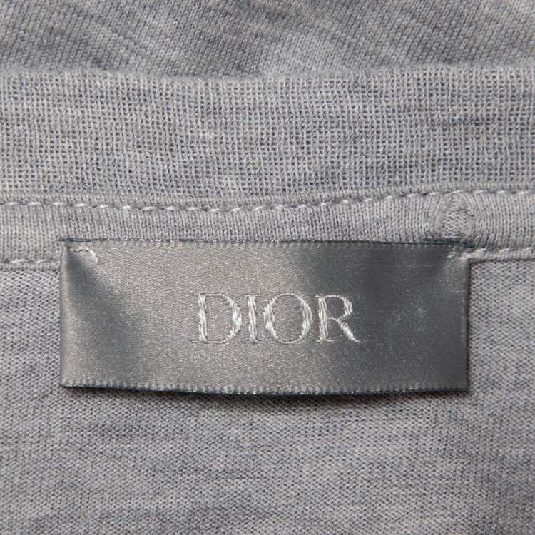 Pre Owned Dior Homme Grey Cotton Logo T-Shirt L
