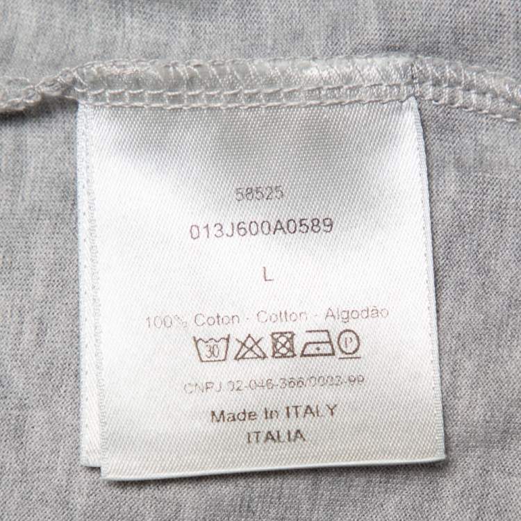 Pre Owned Dior Homme Grey Cotton Logo T-Shirt L