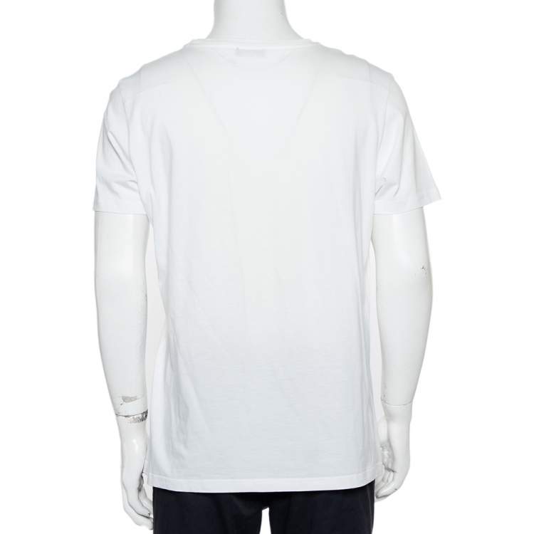 Pre Owned Dior White Embroidered Cotton Crewneck T-Shirt L