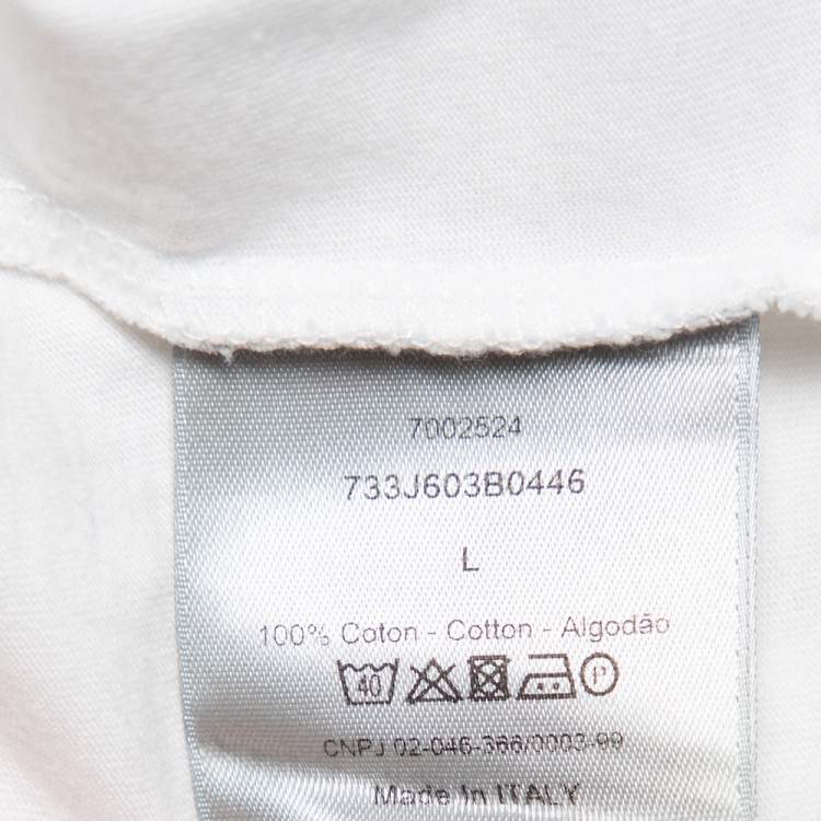 Pre Owned Dior White Embroidered Cotton Crewneck T-Shirt L
