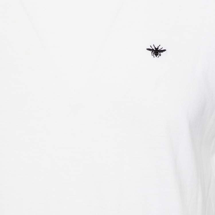 Pre Owned Dior White Embroidered Cotton Crewneck T-Shirt L