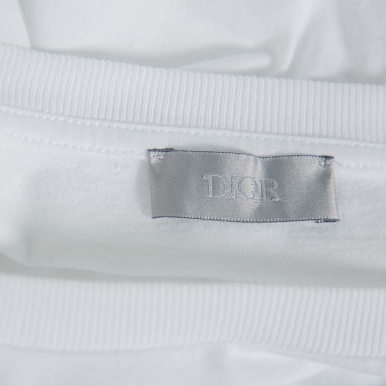 Pre Owned Dior Homme X KAWS White Cotton Bee Embroidered Oversized Crewneck T-Shirt M