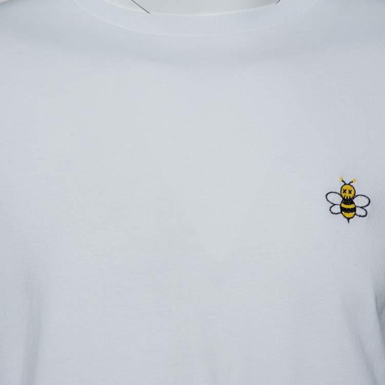 Pre Owned Dior Homme X KAWS White Cotton Bee Embroidered Oversized Crewneck T-Shirt M