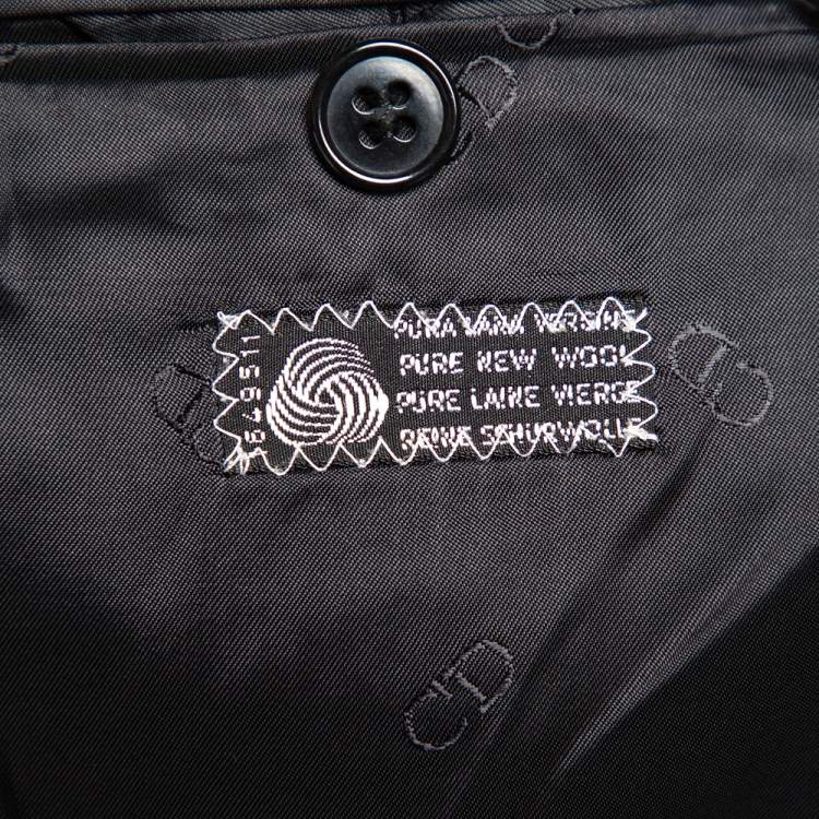 Pre Owned Christian Dior Monsieur Vintage Charcoal Grey Striped Wool Button Front Blazer L  