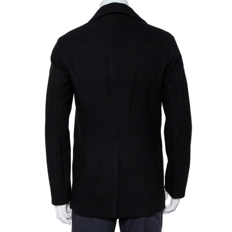 Pre Owned Dior Homme Black Wool Double Breasted Short Coat M