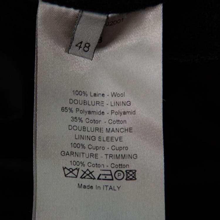 Pre Owned Dior Homme Black Wool Double Breasted Short Coat M