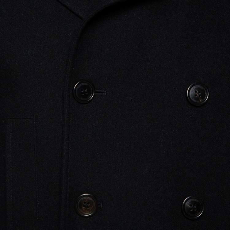 Pre Owned Dior Homme Black Wool Double Breasted Short Coat M