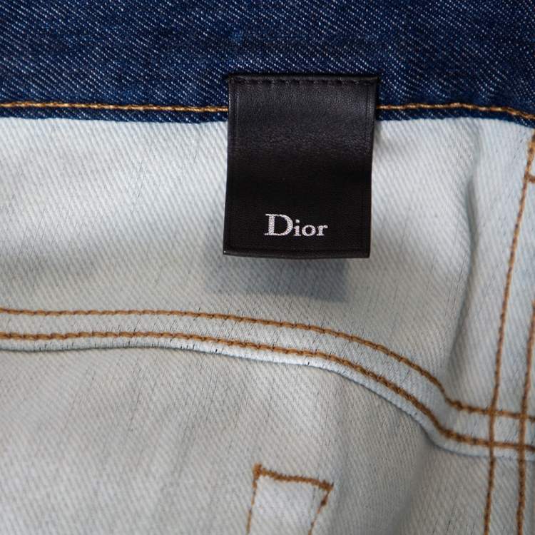 Pre Owned Dior Homme Navy Blue Denim Straight Leg Jeans L