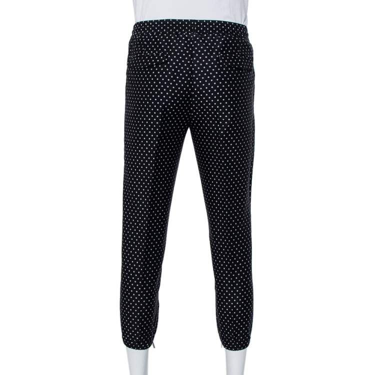 Pre Owned Dior Homme Black Polka Dot Jacquard Joggers M