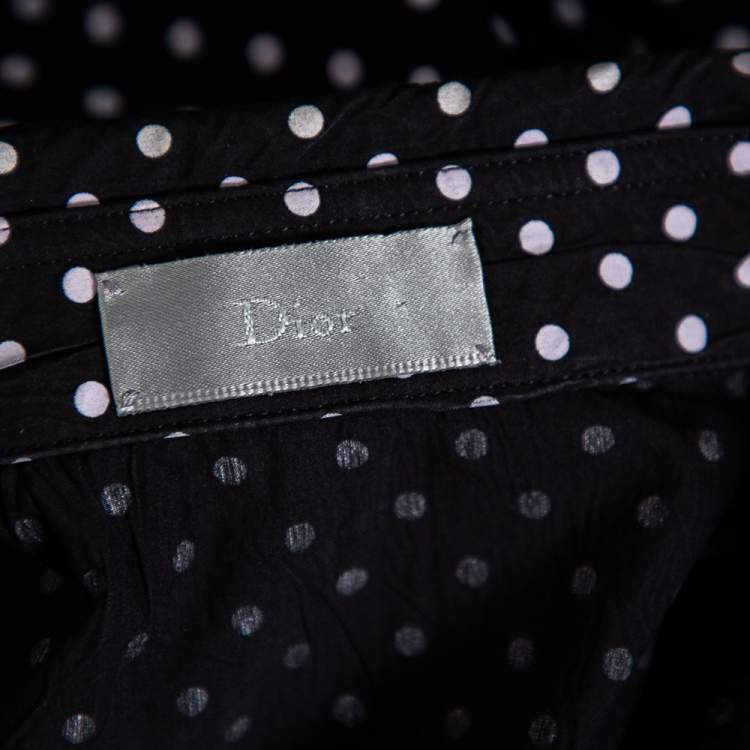Pre Owned Dior Homme Black Polka Dot Crinkled Cotton Short Sleeve Shirt M 
