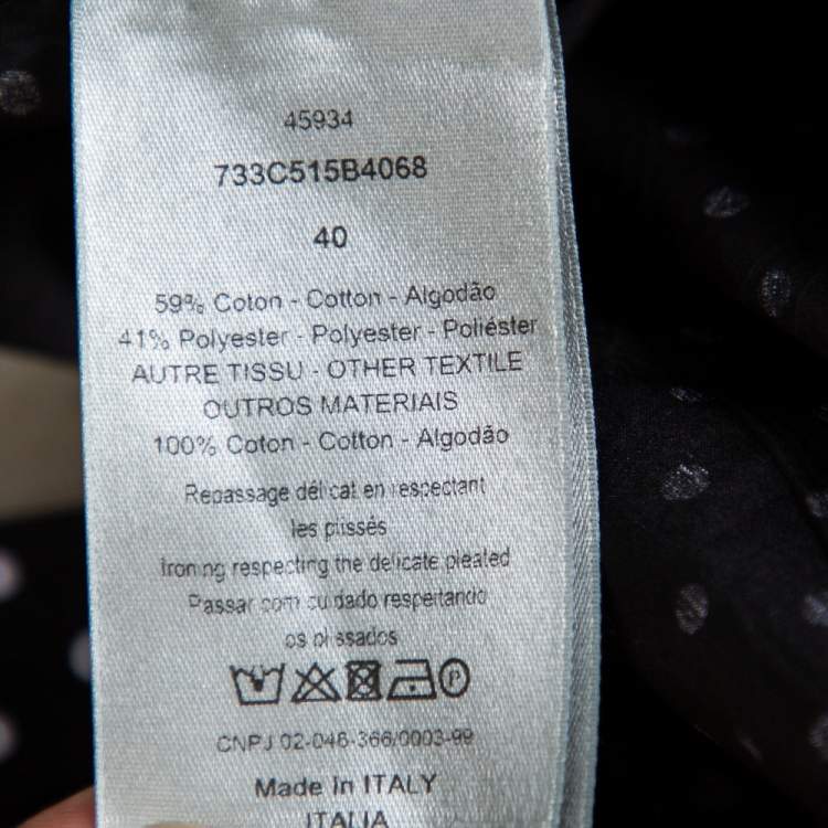 Pre Owned Dior Homme Black Polka Dot Crinkled Cotton Short Sleeve Shirt M 