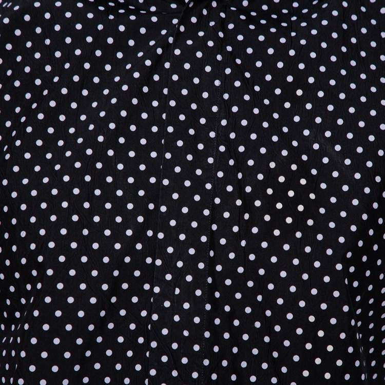 Pre Owned Dior Homme Black Polka Dot Crinkled Cotton Short Sleeve Shirt M 