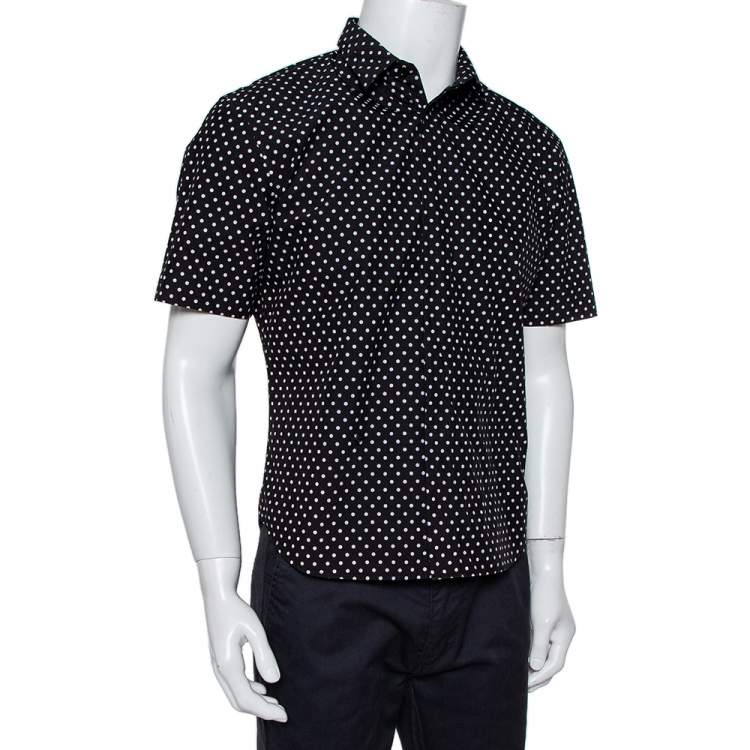 black and white polka dot short sleeve shirt