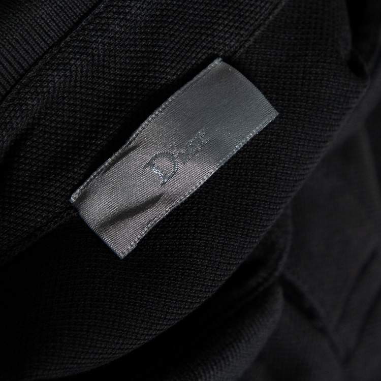 Pre Owned Dior Grey Bee Embroidered Cotton Pique Polo T-Shirt M