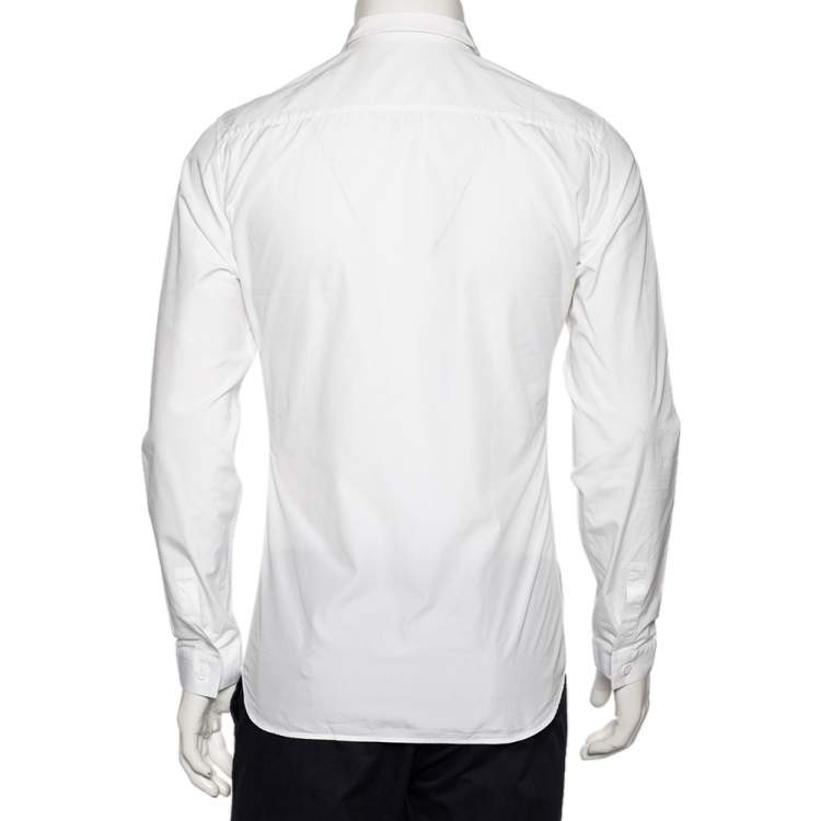 Pre Owned Dior Homme White Cotton Zip Front Shirt M