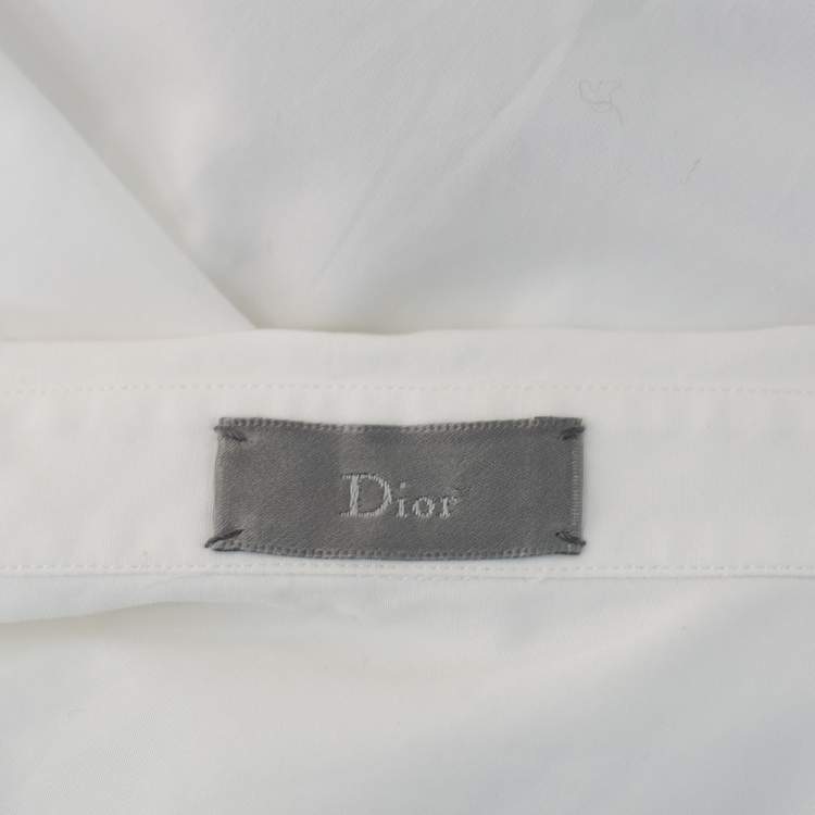 Pre Owned Dior Homme White Cotton Zip Front Shirt M