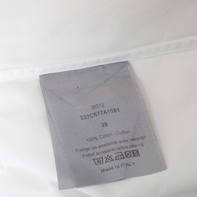 Pre Owned Dior Homme White Cotton Zip Front Shirt M