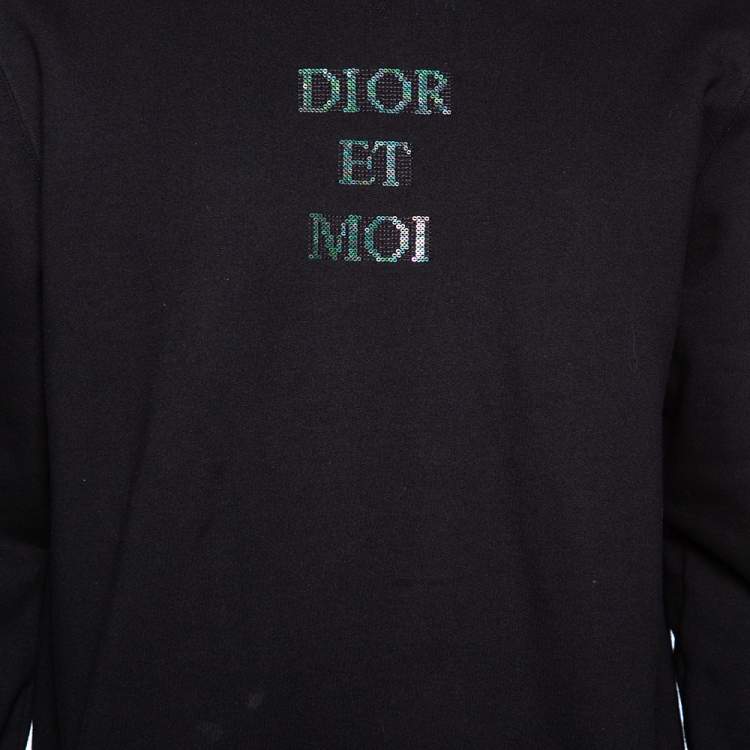 Pre Owned Dior Black Knit Dior Et Moi Embellished  Crew Neck Sweatshirt XL