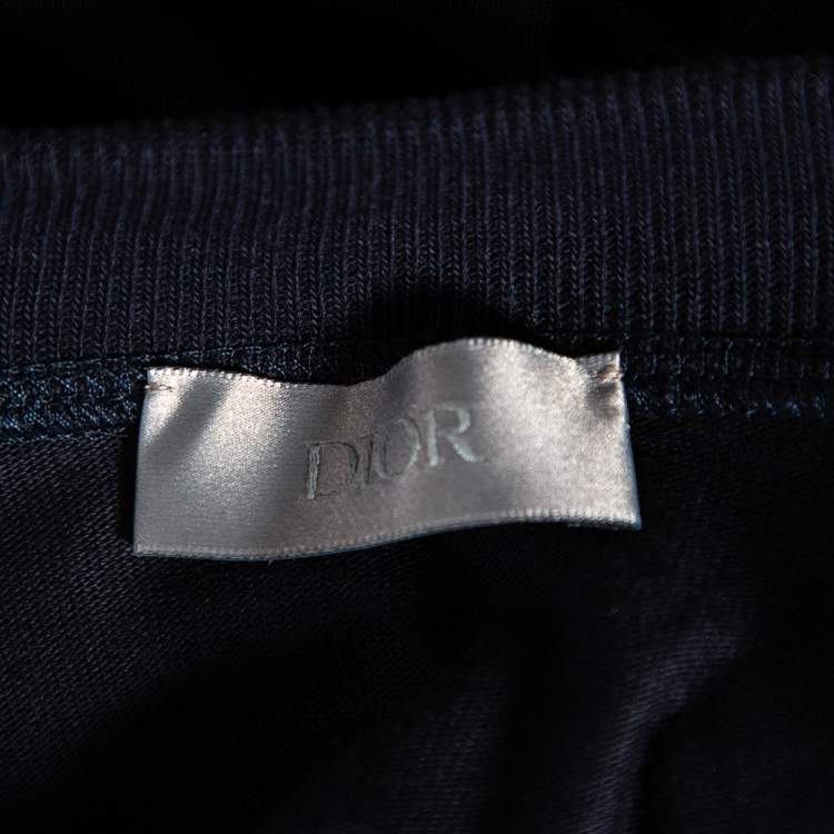 Pre Owned Dior Homme Navy Blue Knit Oblique Brand Oversized Sweatshirt L
