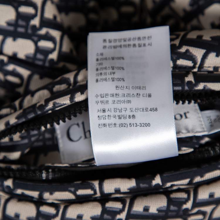 Pre Owned Dior Navy Blue Oblique Monogram Synthetic Reversible Sleeveless Puffer Jacket L