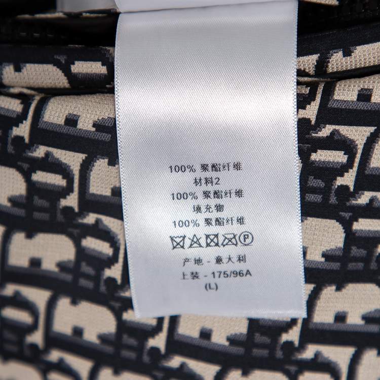 Pre Owned Dior Navy Blue Oblique Monogram Synthetic Reversible Sleeveless Puffer Jacket L