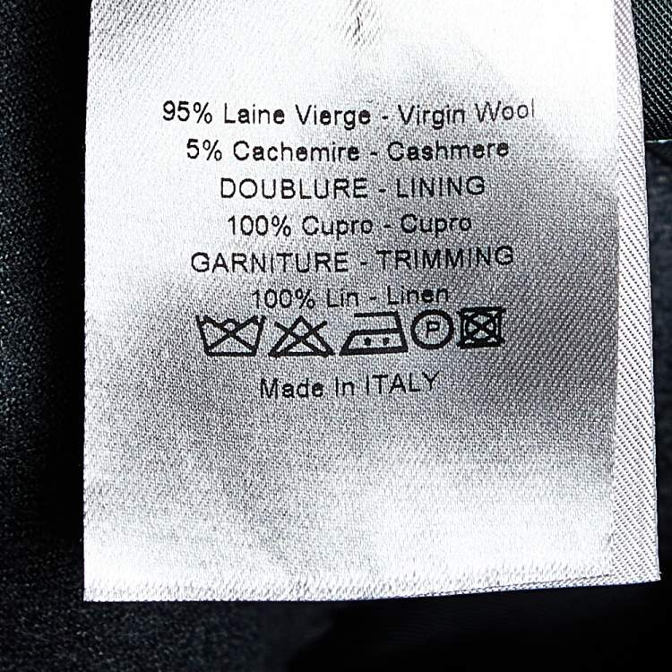 Pre Owned Dior Homme Black Wool Button Front Hooded Jacket M