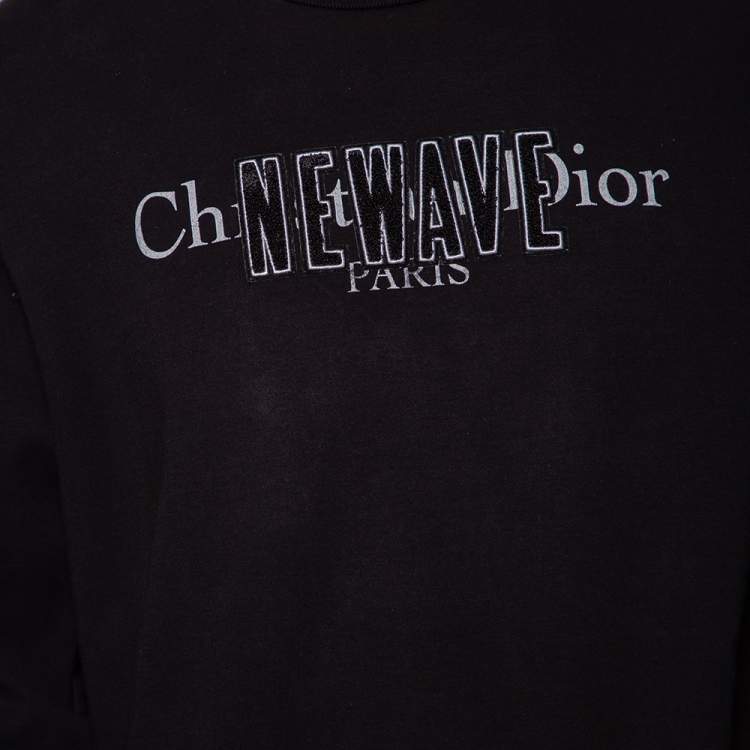 Pre Owned Dior Homme Black Cotton Knit Newave Applique Sweatshirt XXL