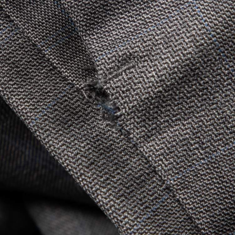 Pre Owned Dior Homme Grey Check Pattern Wool Tapered Leg Pants XS