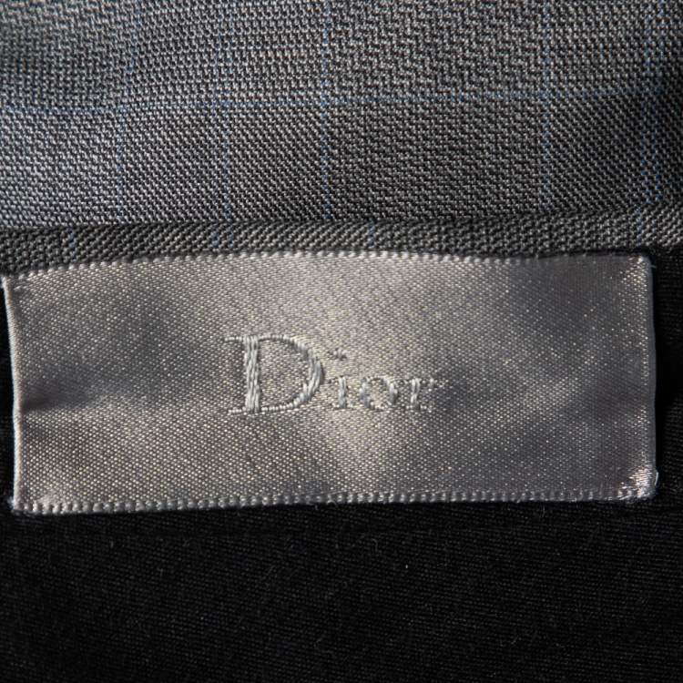 Pre Owned Dior Homme Grey Check Pattern Wool Tapered Leg Pants XS
