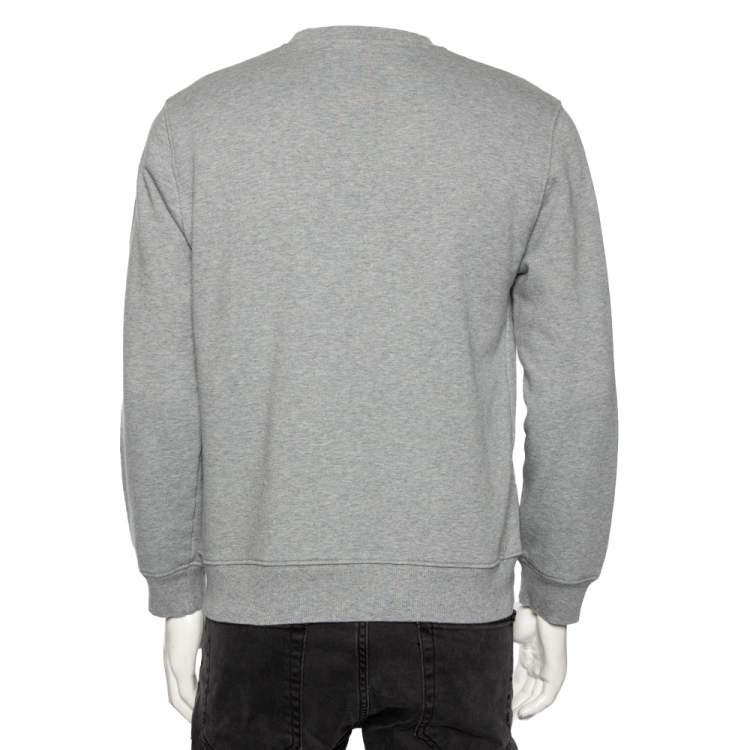 Pre Owned Dior Grey Cotton Logo Embroidered Crewneck Sweatshirt L